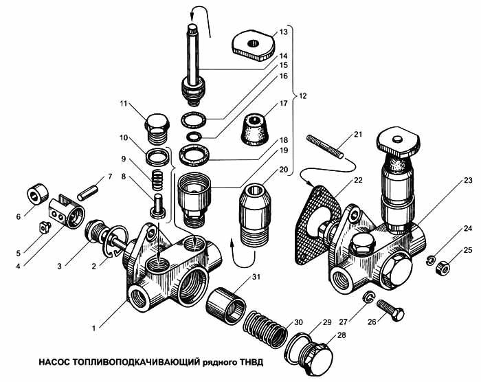 In-line high pressure fuel injection pump fuel-feed pump