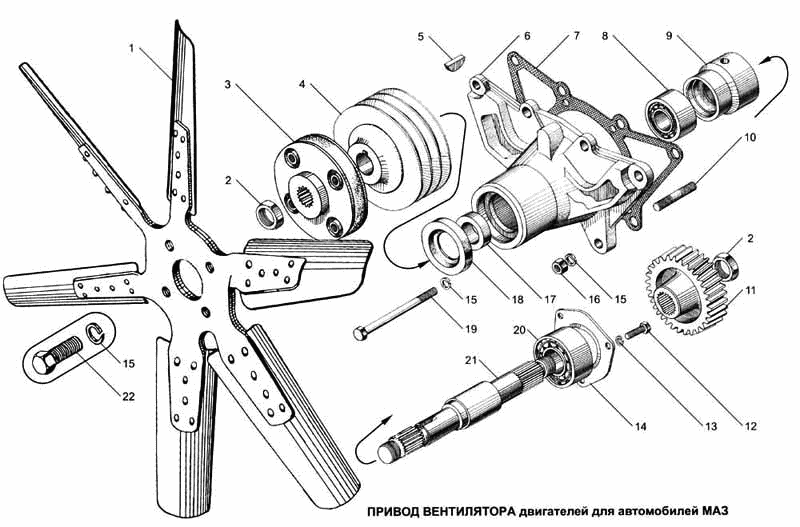 Engine fan drive for МАЗ vehicles 