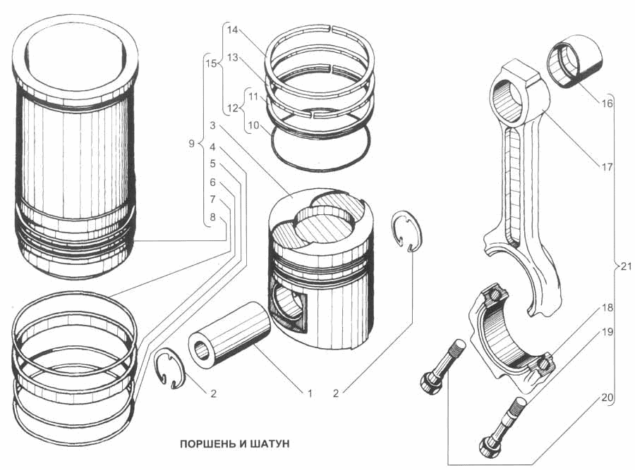 Piston and link