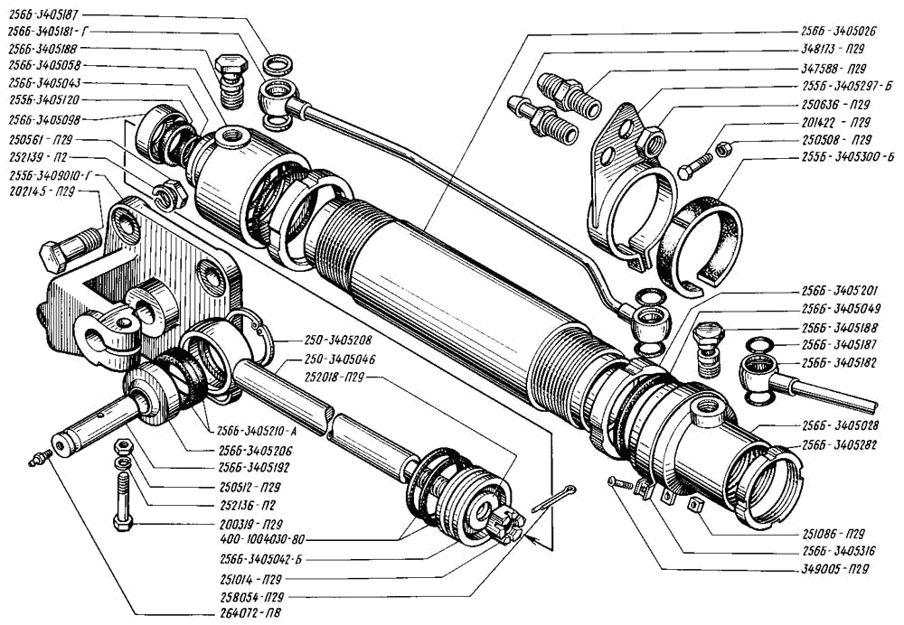 Steering hydraulic booster power cylinder