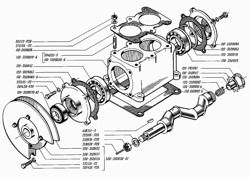 Compressor case and crankshaft