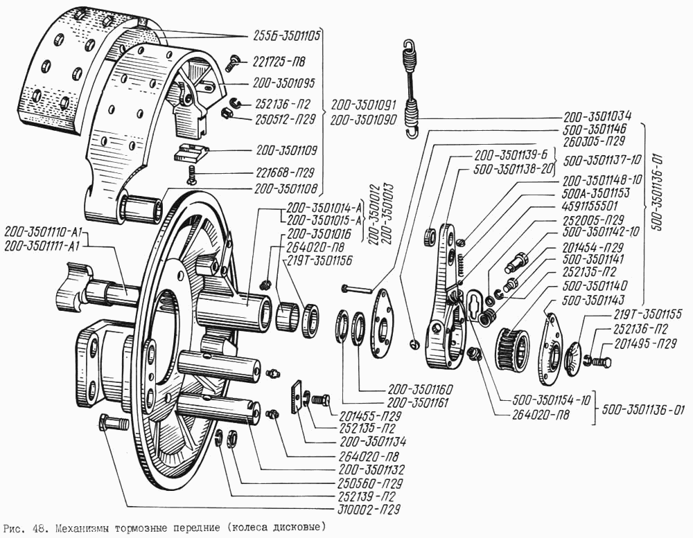 Front brake mechanisms (disc wheels)