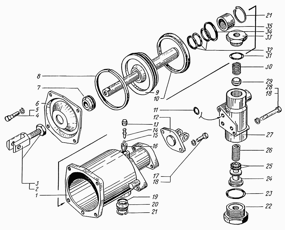 Air to oil clutch intensifier