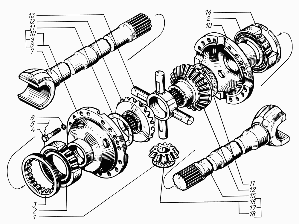 Front axle cross-axle differential