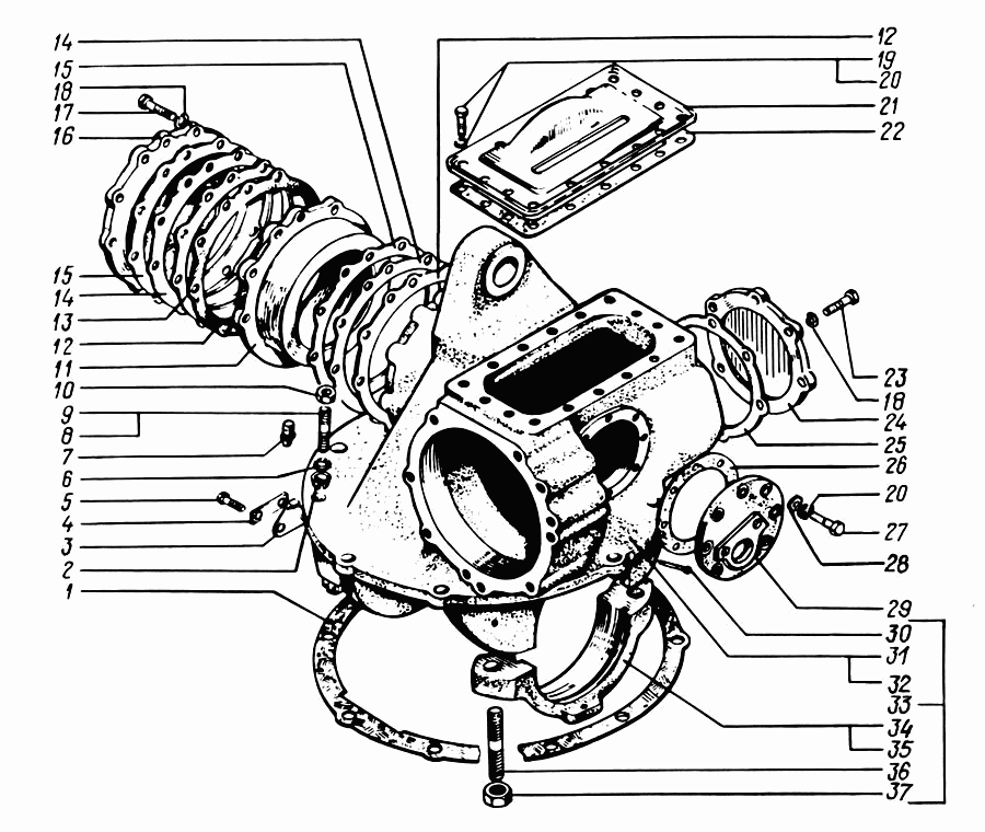 Rear and intermediate axles housing with covers