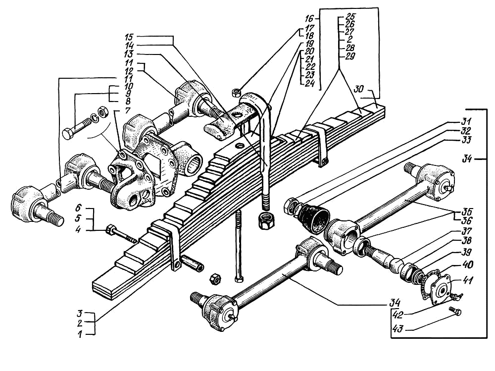 Rear springs and torque arms