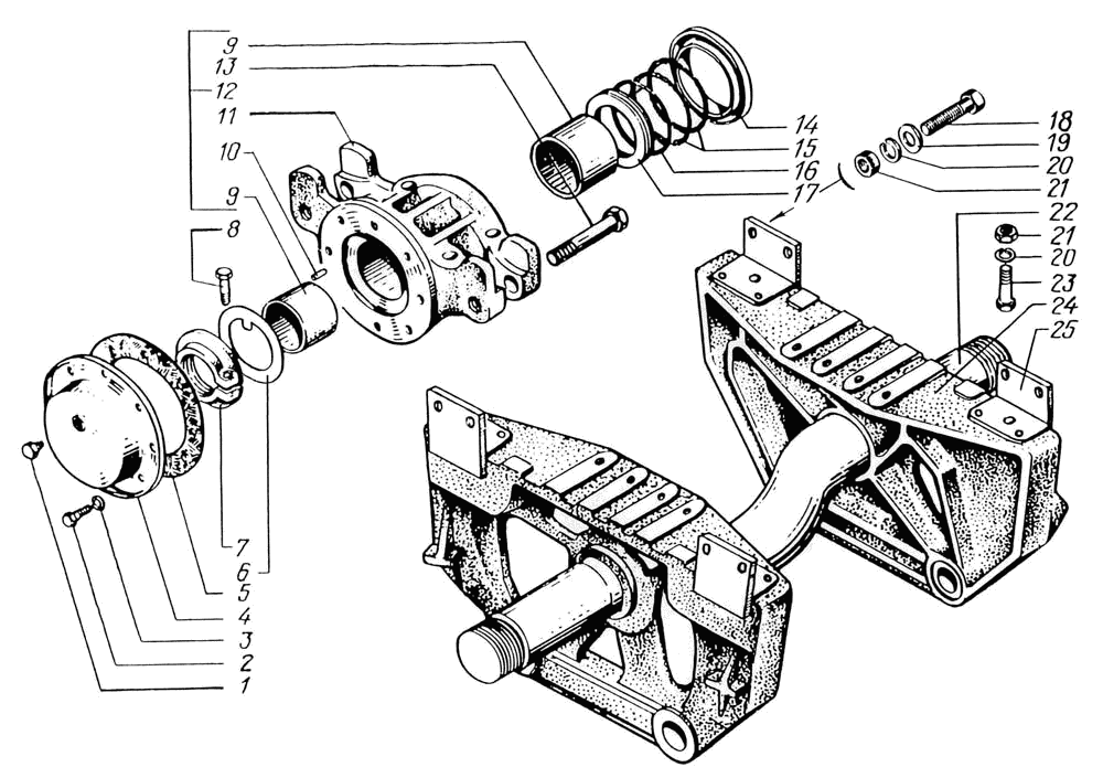 Rear suspension balance beams with axle