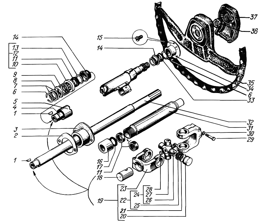 Steering column with wheel