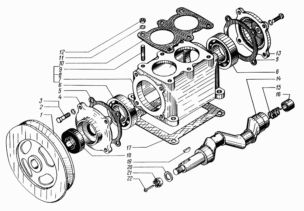 Compressor case and crankshaft