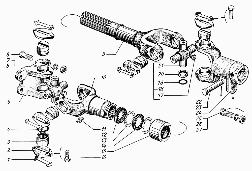 Winch drive cardan shaft 