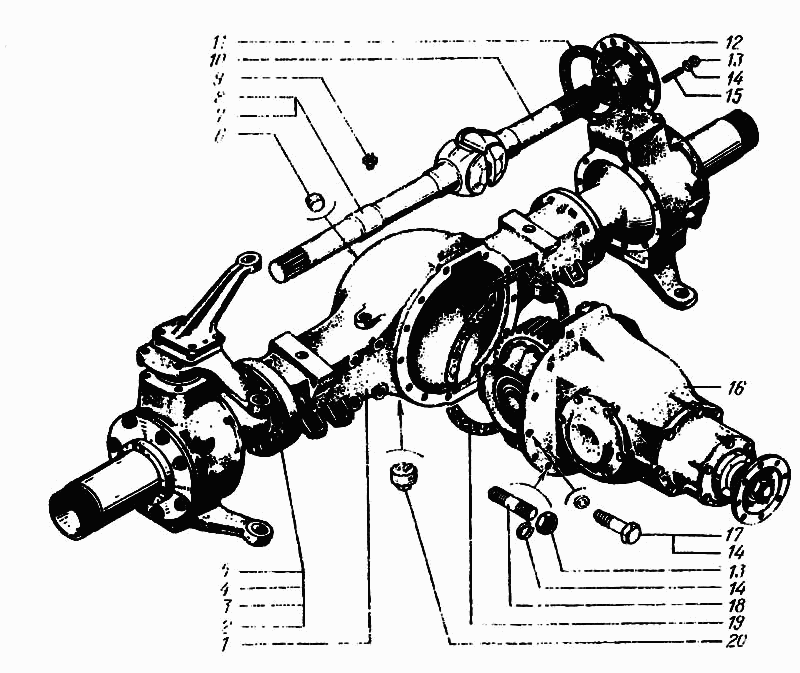 Front axle (casing and reduction unit)