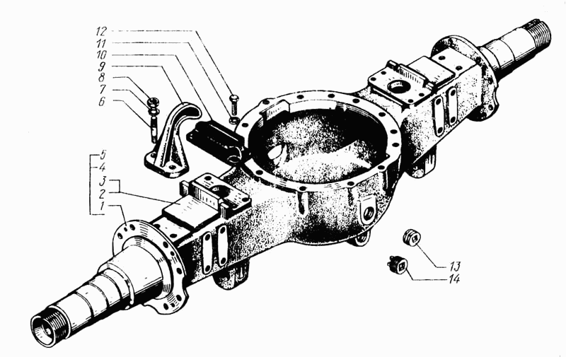 Rear and intermediate axles casing