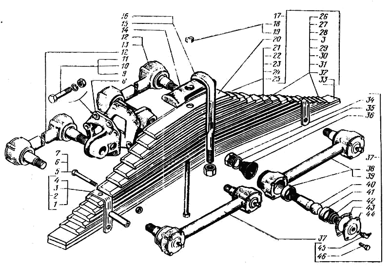 Rear springs and torque arms