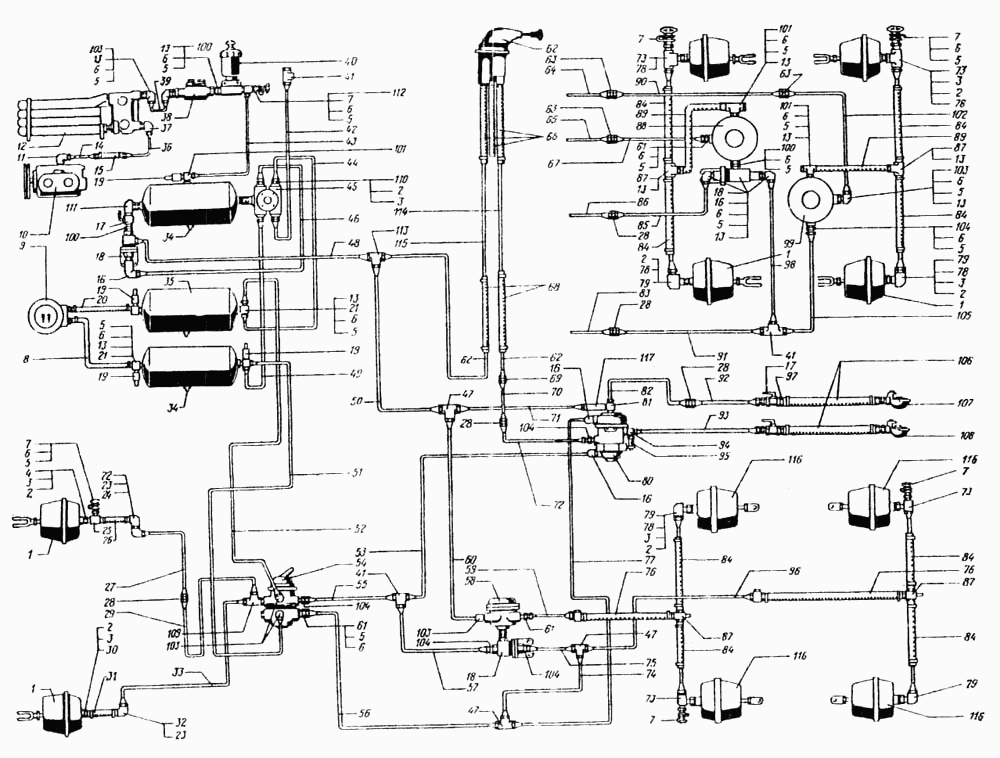 Air ducts and devices of brake system