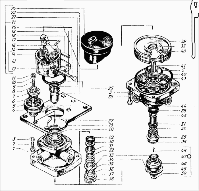 Two-section brake valve with lever