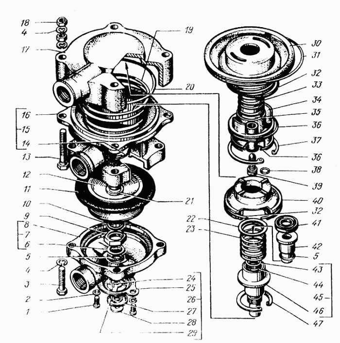 Trailer brake system control valve with two-way drive