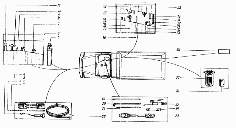 Arrangement of tools under passenger's seat