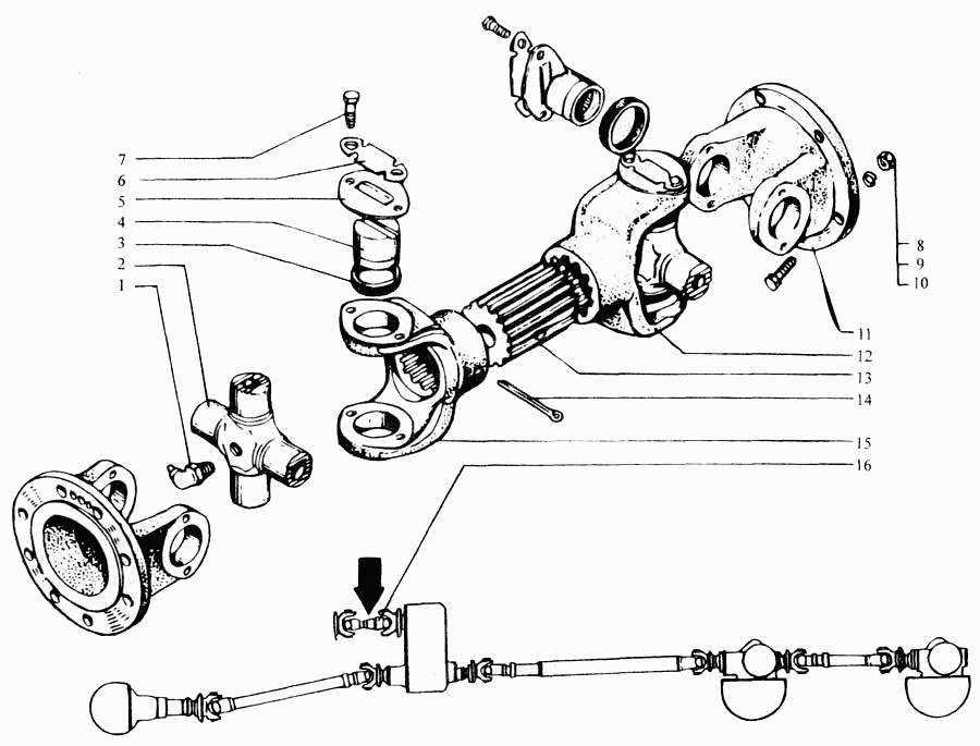 Transfer gearbox drive cardan shaft