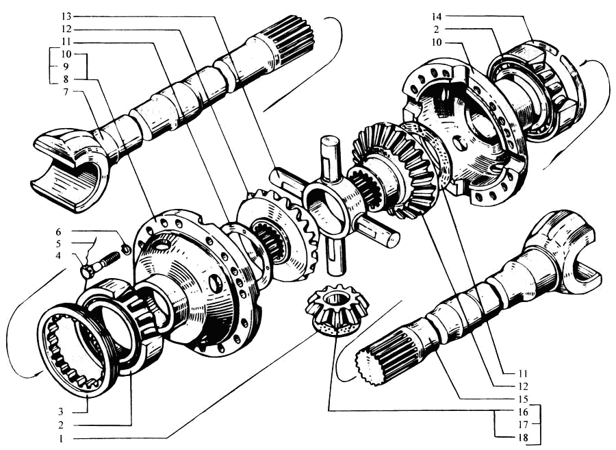 Front axle cross-axle differential