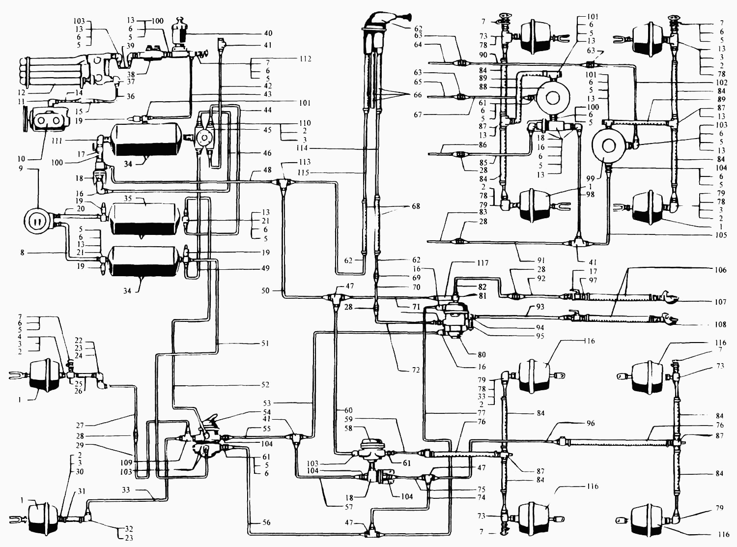 Air ducts and devices of brake system