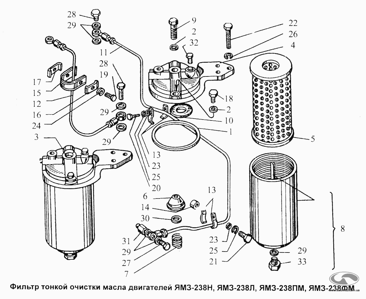 Фильтр тонкой очистки масла двигателей YAMZ-238Н, YAMZ-238Л, YAMZ-238ПМ, YAMZ-238ФМ