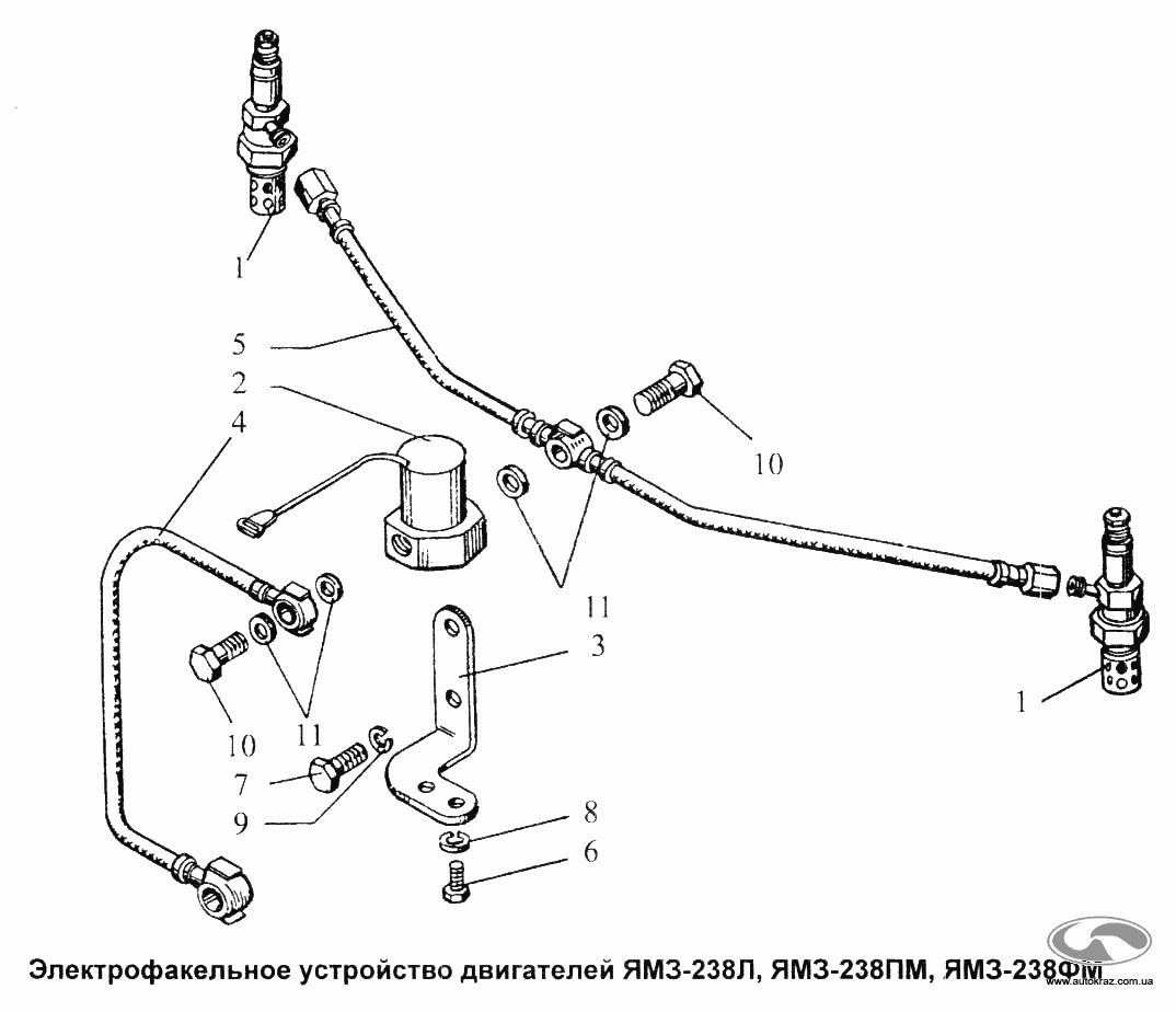 Электрофакельное устройство двигателей YAMZ-238Л, YAMZ-238ПМ, YAMZ-238ФМ