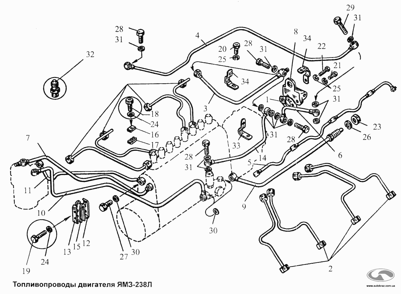 Топливопроводы двигателя YAMZ-238Л