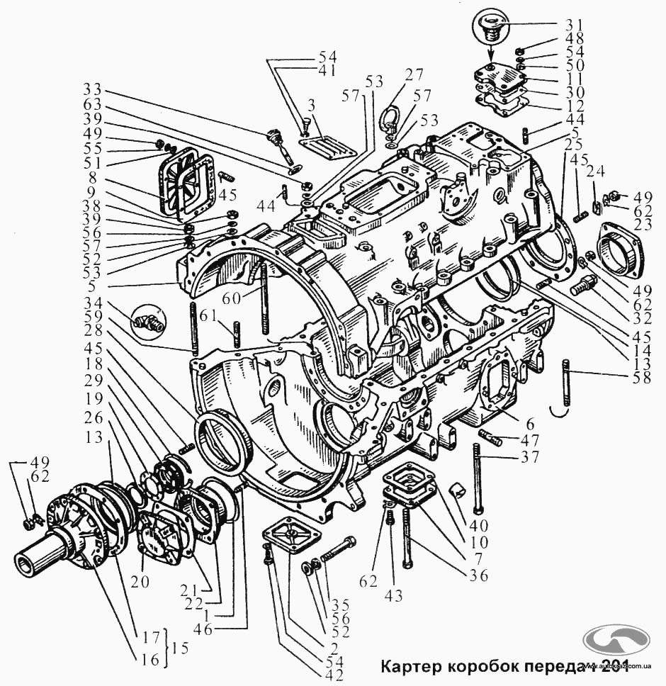 Картер коробок передач 201.