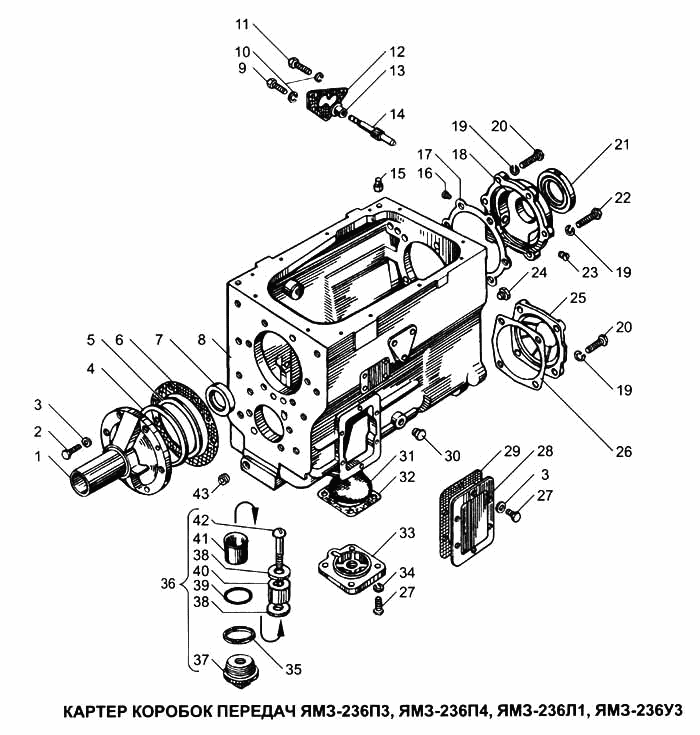 Картер коробок передач YAMZ-236П3, YAMZ-236П4, YAMZ-236Л1,YAMZ-236У3