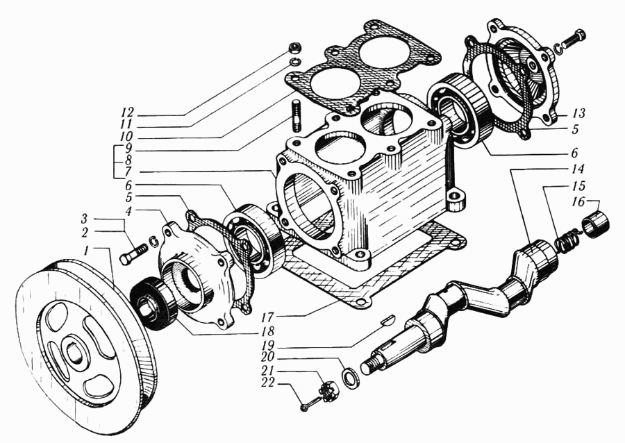 Картер и вал коленчатый компрессора